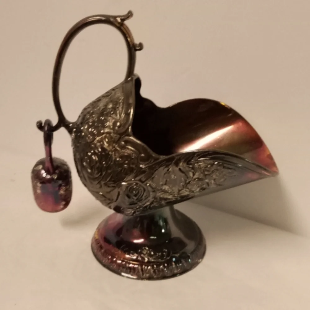 E.P. Japan Victorian Sugar Shuttle & Scoop Silver Plated Metal Condinment